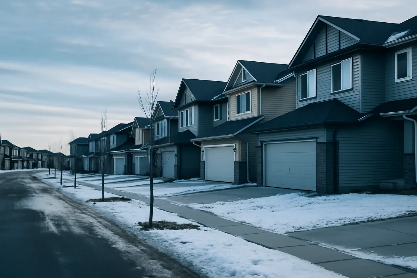 Northeast Calgary street of newer two-storey homes